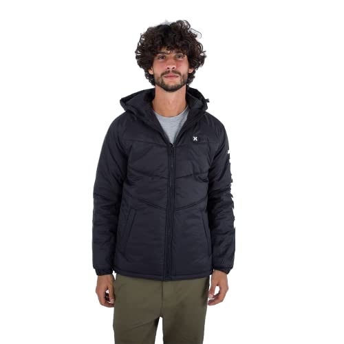 thread collective inc. Herren Portage Puffer Bomber Jacket Jacke, schwarz, L von Hurley