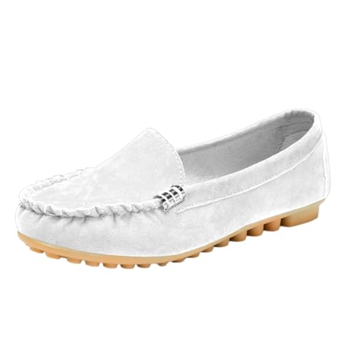 ticticlily Damen Mokassin Slippers Schuhe Faltbare Klassische Loafer A Weiß 43 EU von ticticlily