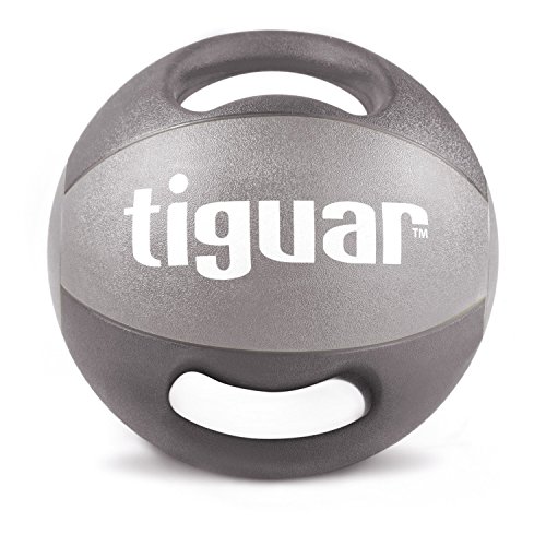 Tiguar Medizinball mit Griffen 9 kg grau/rot Gewichte Bälle Krafttraining von tiguar