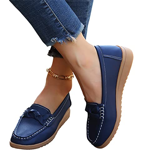 tinetill Mokassins Damen Schuhe Bootsschuhe Vintage Weiches Leder Halbschuhe Sommer rutschfest Loafers Flache Wanderschuhe Freizeit Lauflernschuhe von tinetill