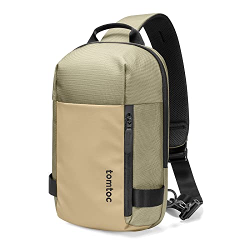 tomtoc Herren Umhängetasche Sling Bag Passt Switch 2, 11-Zoll iPad Air, iPad A16, 11 Zoll iPad Pro M4, Wasserabweisend Crossbody Bag Brusttasche Schultertasche Tagesrucksack für Alltag Wandern Outdoor von tomtoc