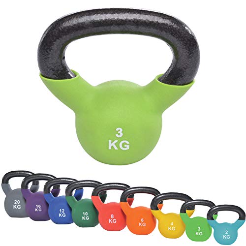 top vit Kettlebell I Schwunghantel aus massivem Guss I Kettle Bell mit Vinyüberzug I Kugelhantel 2-20 kg (03kg - hellgrün) von top vit