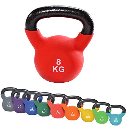 top vit Kettlebell I Schwunghantel aus massivem Guss I Kettle Bell mit Vinyüberzug I Kugelhantel 2-20 kg (08kg - rot) von top vit