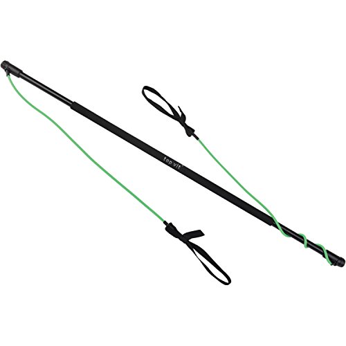 top vit Physio.Stick, Gymnastikstab mit Gummibänder zum Widerstandtraining mit Transporttasche (01: grün - leicht (1-10 kg)) von top vit