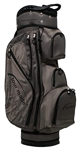 Tour Made Ultralight Golfbag Cartbag I nur 2kg I 14fach durchgehende Unterteilung I Golf Bag Golftasche Herren & Damen (grau-schwarz) von tour-made