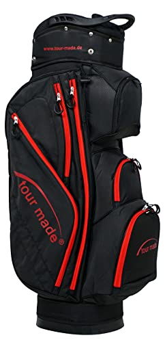 Tour Made Ultralight Golfbag Cartbag I nur 2kg I 14fach durchgehende Unterteilung I Golf Bag Golftasche Herren & Damen (schwarz-rot) von tour-made