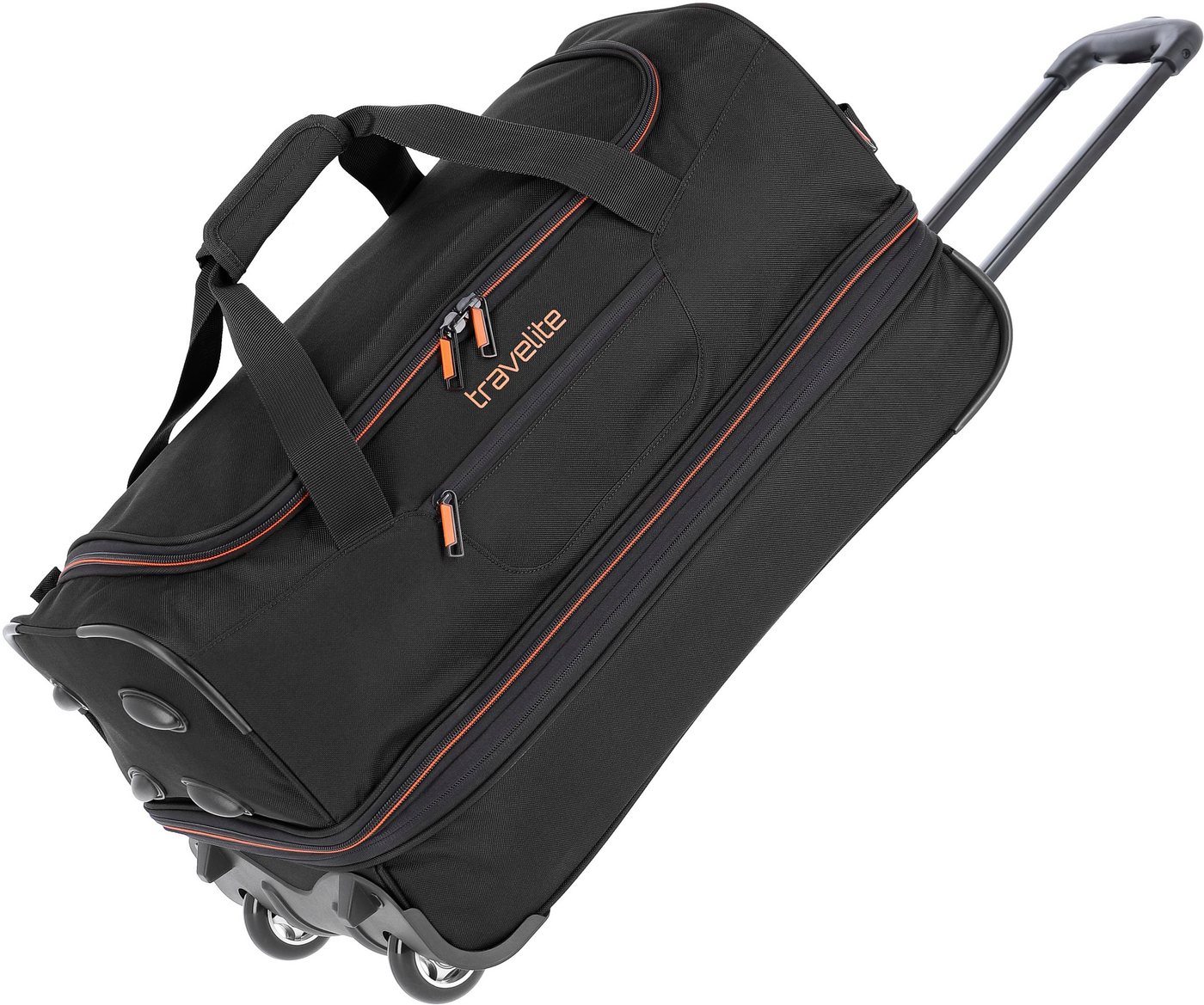 travelite Reisetasche Basics, 55 cm, Duffle Bag Sporttasche mit Trolleyfunktion und Volumenerweiterung von travelite