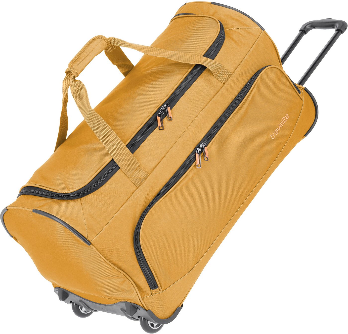 travelite Reisetasche Basics Fresh, 71 cm, gelb, Duffle Bag Reisegepäck Reisebag mit Trolleyfunktion von travelite