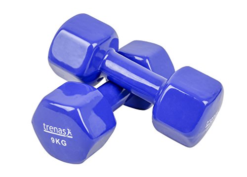 trenas Kurzhanteln | 2er Set | Hantelset | je 9 kg | Hanteln für Frauen und Männer | Fitness und Krafttraining zuhause und im Fitnessstudio | 2 x 9 kg | Hexagon von trenas