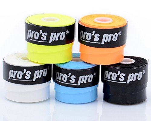 trendsportprofi Pro's Pro Super Tacky Plus Griffband, Bunt Sortiert (Weiß, Schwarz, Blau, Gelb und Orange), 5 Stück von trendsportprofi