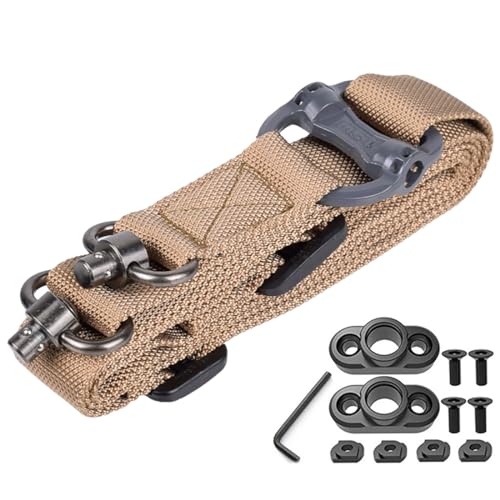 Zweipunkt-Schlinge mit QD-Sling-Design, Quick-Adjusting-Funktion und QD-Schlinge-Schwenk für die Kompatibilität mit Schrotflinte-Schellen (Khaki B) von tryway