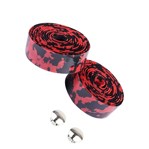 tuwiwol 2 Stück hochdichtes Lenkerband für besseren Halt und Sicherheit mit hochdichtem Kunstleder Fahrradlenkerband, Schwarz Rot von tuwiwol