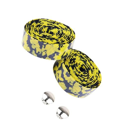 tuwiwol 2 Stück hochdichtes Lenkerband für besseren Halt und Sicherheit mit hochdichtem Kunstleder Fahrradlenkerband, Schwarz und Gelb von tuwiwol