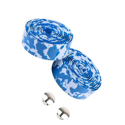 tuwiwol 2 Stück hochdichtes Lenkerband für besseren Halt und Sicherheit mit hochdichtem Kunstleder Fahrradlenkerband, weiß Blau von tuwiwol