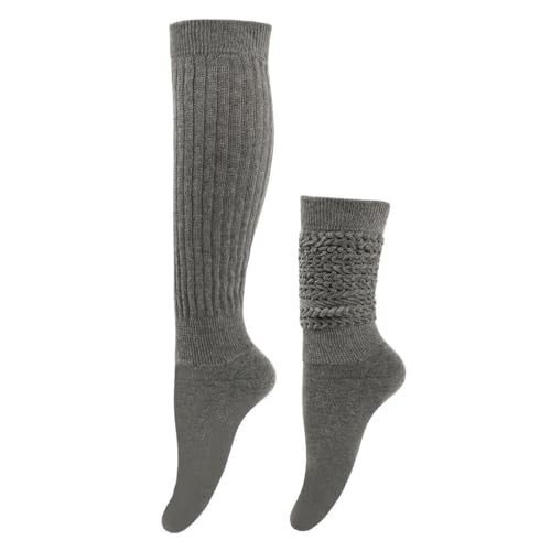 tuwiwol 2 Stück schnell trocknende und elastische Slouch Socken, passend für alle Fußformen, Polyester, kein Loser Faden, Polyester mit extra Fell, Dunkel grau von tuwiwol