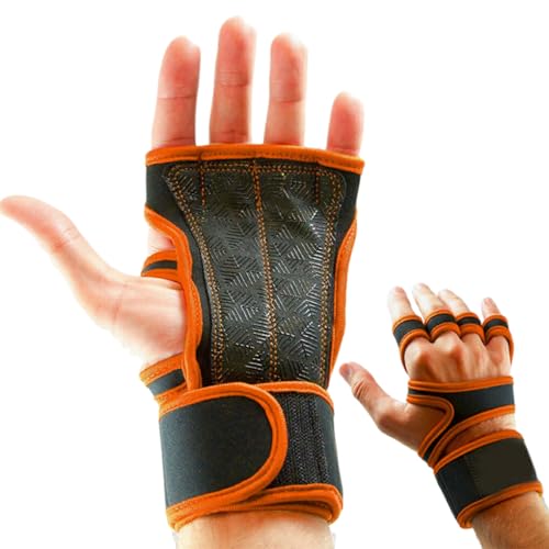 tuwiwol 2 Teile/Satz Langlebige Und Leichte Gym Handschuhe Für Gewichtheben Leder Gewichtheben Handschuhe Fitness Bequem, Orange, XL von tuwiwol