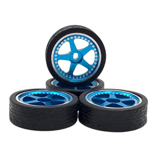 tuwiwol 4 stück 27mm Drift Reifen Reifen Metall Felge Für 1/28 Wltoys K969 K979 K989 WLtoys 1/28 Fernbedienung Auto Rad Reifen, Blau von tuwiwol