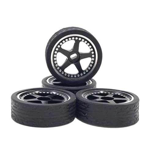 tuwiwol 4 stück 27mm Drift Reifen Reifen Metall Felge Für 1/28 Wltoys K969 K979 K989 WLtoys 1/28 Fernbedienung Auto Rad Reifen, Schwarz von tuwiwol