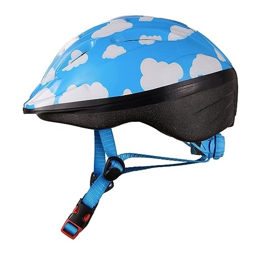 tuwiwol Multifunktionale Fahrradhelme für Jungen und Mädchen, leichte und atmungsaktive PVC Fahrradhelme für Jungen und Mädchen, Kinderhelm, blau weiße Wolke, S (48 54 cm) von tuwiwol
