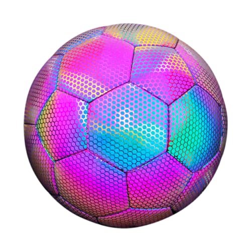 tuwiwol Reflektierender Fußball mit schlagfester Verarbeitung und Langer Lebensdauer, konzipiert für ernsthafte Spieler. Leuchtender Fußball aus PU, Größe 5 von tuwiwol