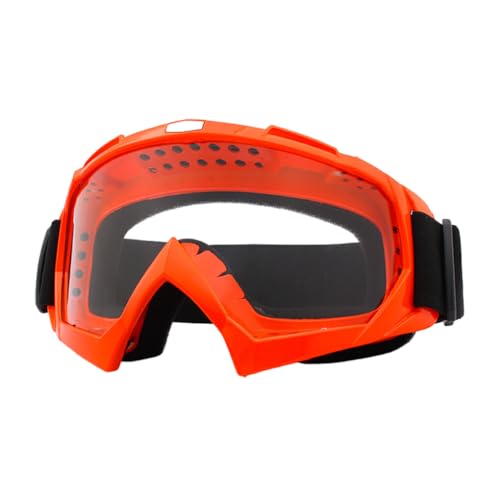 tuwiwol Schlagfeste Schutzbrille für Ski, Snowboard und Motorrad Enthusiasten. Runde Kanten Motocross Brille, Brille, geringes Gewicht, Rot+Klar von tuwiwol