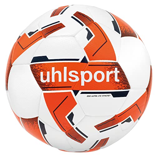 uhlsport 290 ULTRA LITE SYNERGY, Junior Spiel- und Trainingsball, Fußball, für Kinder bis zu 10 Jahren, Größe 3, weiß/fluo orange/marine von uhlsport