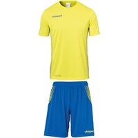 uhlsport Score Kit Set Trikot + Shorts Kinder limonengelb/azurblau 116 von uhlsport