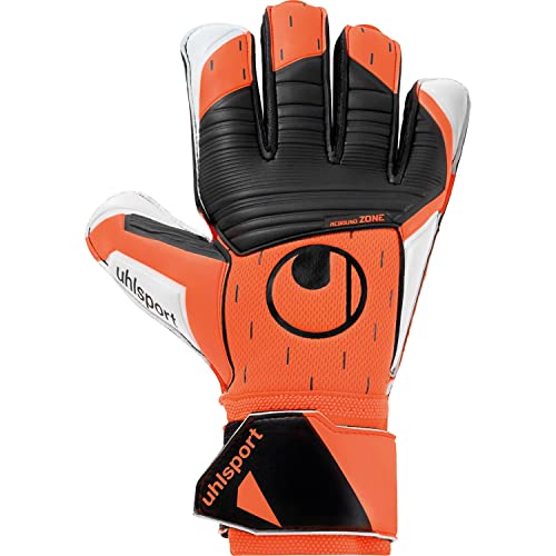 uhlsport Soft Resist+ Torwarthandschuhe Gloves für Erwachsene und Kinder Fußball Soccer Football - geeignet für jeden Untergrund - Fluo orange/weiß/schwarz - Größe 10 von uhlsport