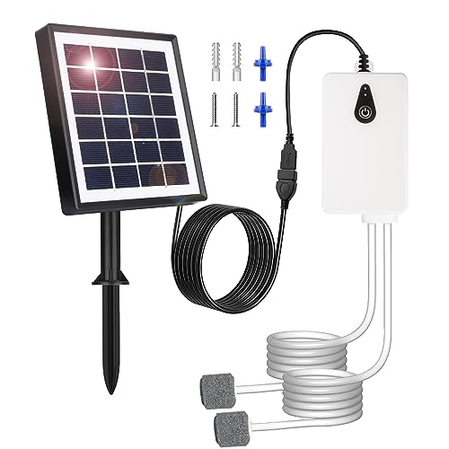 UKSUNVI Solar Luftpumpen, 2W Solar Teichbelüfter, USB-Laden und Solarladen sind verfügbar, Oxygenator Aquarium Luftpumpe Angelbelüfter mit Rohr Luftblasensteinen, für Gartenteiche von uksunvi