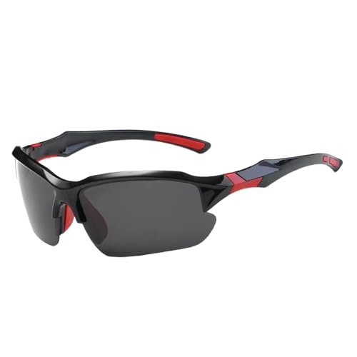 ulafbwur Blendfreie Sport-Sonnenbrille, polarisierte Brille, Sport-polarisierte Sonnenbrille mit Nasenpolster, leicht, tragbar, Sonnenschutz, Anti-UV Schwarz Rot von ulafbwur