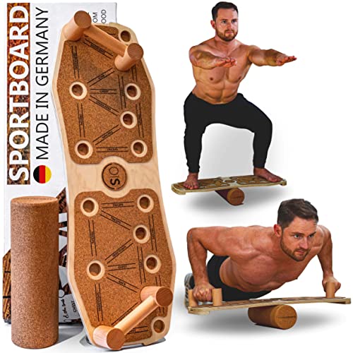 Original Sportboard aus Echtholz mit Rolle und Band - Balance Board Fitnesstraining für ganzheitlichen Kraft- und Muskelaufbau (ohne Rucksack) von OTHERSPORTS