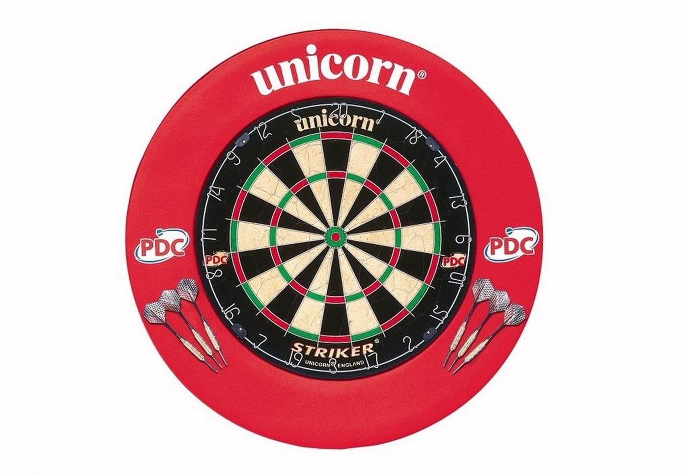 unicorn Dart-Wandschutz Striker Board + Surround Center, Dartboard Dart Board Scheibe Darts von unicorn