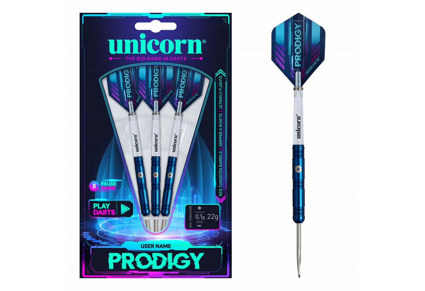 unicorn Dartpfeil Unicorn PRODIGY S1 95% Steeldart 22g, 95% Tungsten von unicorn
