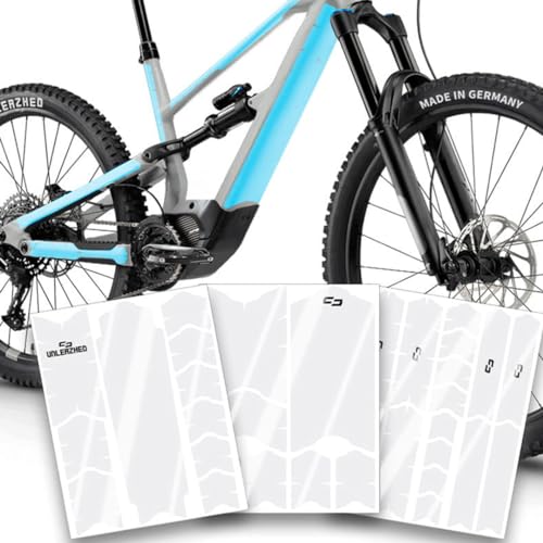 unleazhed Bike Protection BP01 E-Frame Clear GLÄNZEND | Rahmenschutzfolie für E-Bikes | Made in Germany| E-Mountainbikes | 33 -teiliges komplett Rahmenschutz-Set | Extra breit von unleazhed