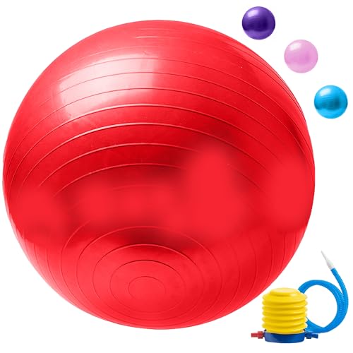 unycos - Gymnastikball Sitzball 65 cm Trainingsball für Yoga, Fitness, Medizinball, Balance Ball Ergonomisch, Core Training, Pilates-Ball | Inkl. Pumpe, BPA-Frei, Anti-Burst (Rot) von unycos