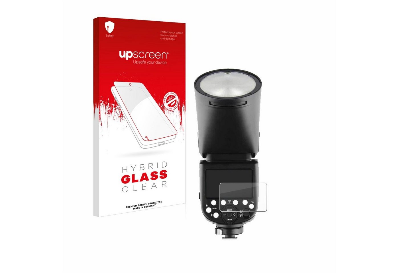 upscreen flexible Panzerglasfolie für Godox V1, Displayschutzglas, Schutzglas Glasfolie klar von upscreen