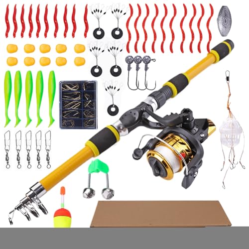 usefulbeauty Kinder Angelrute,Einsteiger Teleskoprute für Kinder - 180cm Angelrute Mit Rolle Angelausrüstung Für Jugendliche Mädchen Kayak Boot Camping Reise Angeln Am Ufer Salzwasser von usefulbeauty