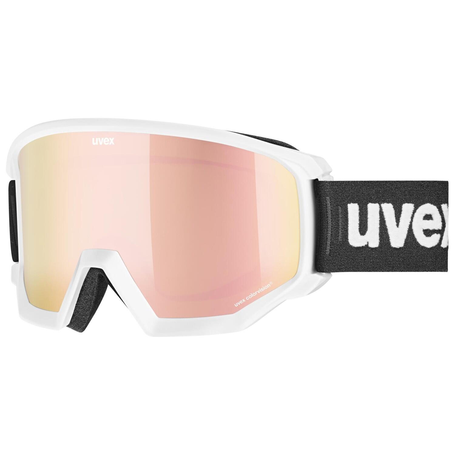 uvex Athletic CV Skibrille Brillenträger (1130 white matt, mirror rose/colorvision green (S2)) von uvex