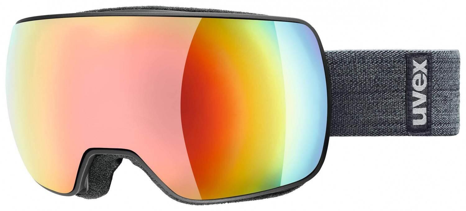 uvex Compact Fullmirror Skibrille (Farbe: 2030 black mat, mirror rainbow/rose (S3)) von uvex