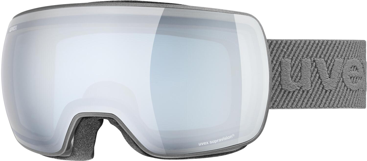 uvex Compact Fullmirror Skibrille (Farbe: 5030 rhino mat, mirror silver/blue (S2)) von uvex
