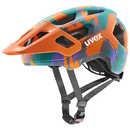 uvex React jr. - Leichter Fahrradhelm für Kinder - individuelle Größenanpassung - waschbare Innenausstattung - Papaya camo matt - 52-56 cm von uvex