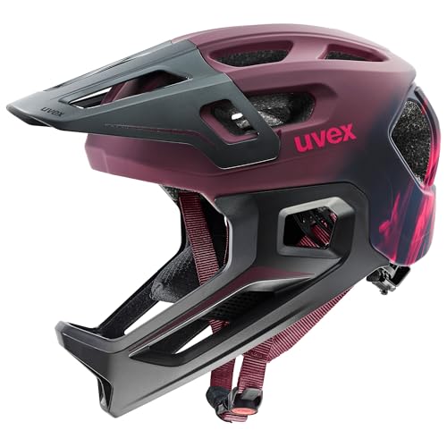 uvex React jr. fullface - Leichter Fahrradhelm für Kinder - individuelle Größenanpassung - waschbare Innenausstattung - Cranberry matt - 52-56 cm von uvex