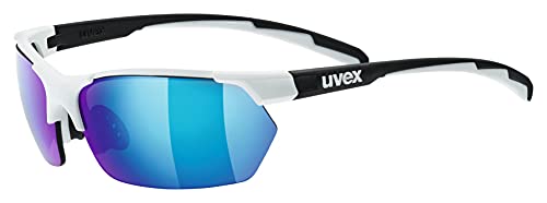 uvex sportstyle 114 - Outdoorbrille für Damen und Herren - verspiegelt - inkl. Wechselscheiben in den Filterkategorien 0, 1 und 3 - white black matt/blue - one size von Uvex