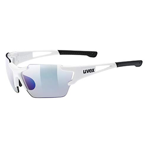 uvex Unisex – Erwachsene, sportstyle 803 race V small Sportbrille, selbsttönend, schmale Passform, white/blue, one size von Uvex