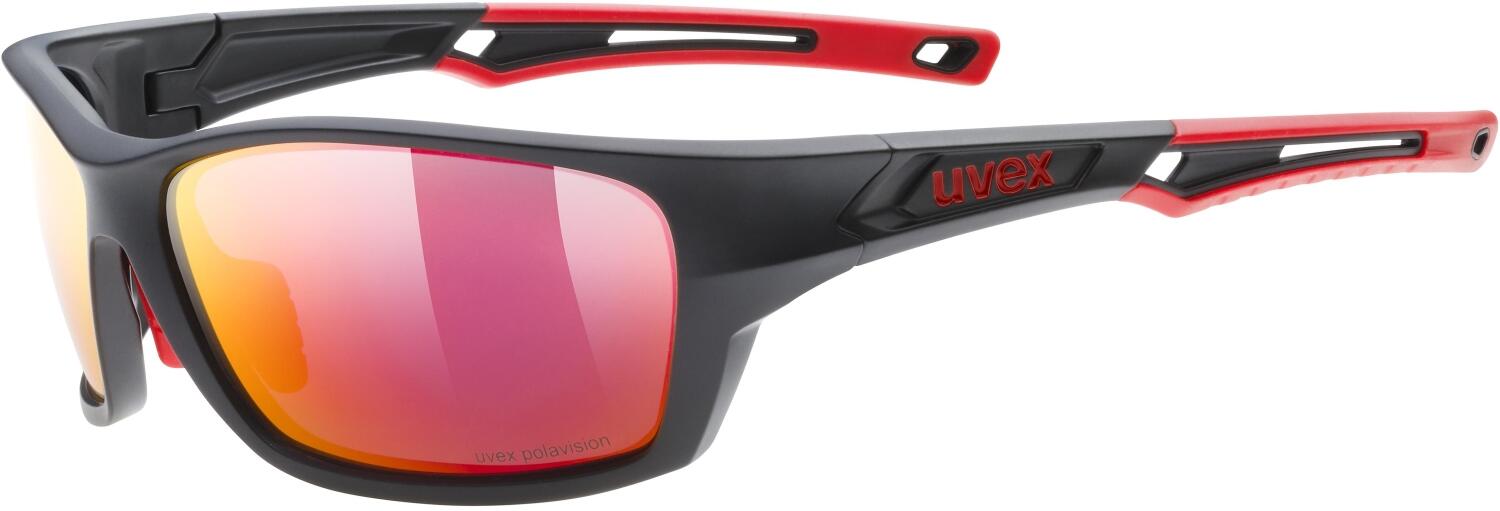 uvex Sportstyle 232 Polavision Sonnenbrille (2330 black mat/red, polavision, mirror red (S3)) von uvex