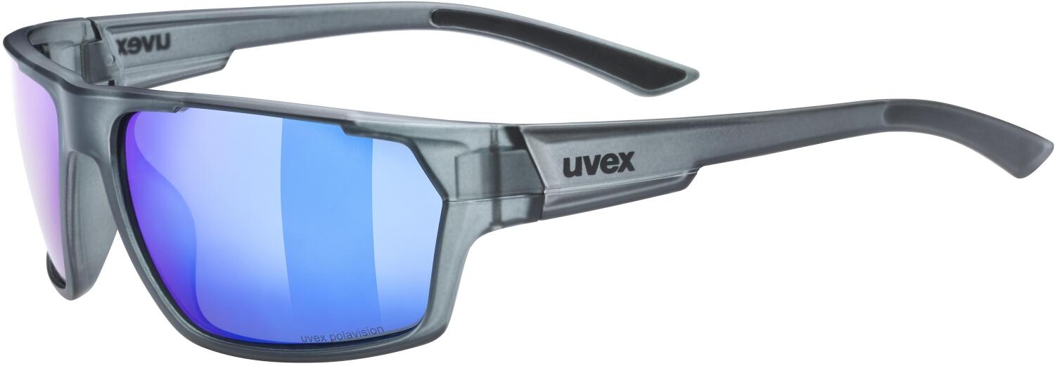 uvex Sportstyle 233 Polavision Sonnenbrille (5540 smoke matt, polavision, mirror blue (S3)) von uvex