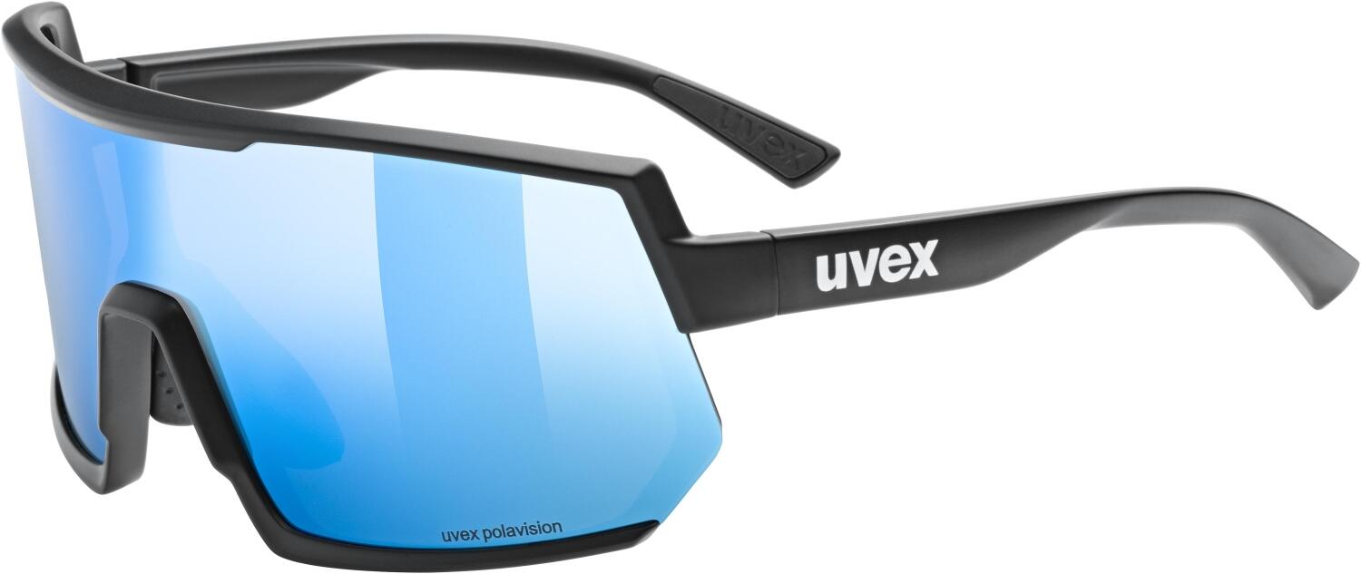 uvex Sportstyle 235 Polavision Sportbrille (2240 black matt, polavision/mirror blue (S3)) von uvex