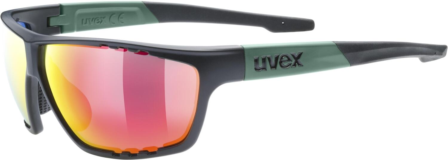 uvex Sportstyle 706 Sportbrille (2716 black/moss matt, mirror red (S3)) von uvex