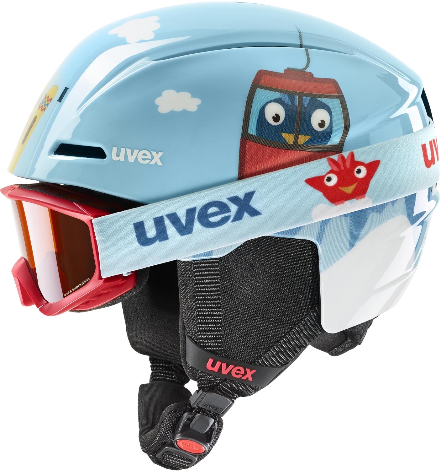 uvex Viti Kinder Skihelm Set (51-55 cm, 10 light blue birdy) von uvex