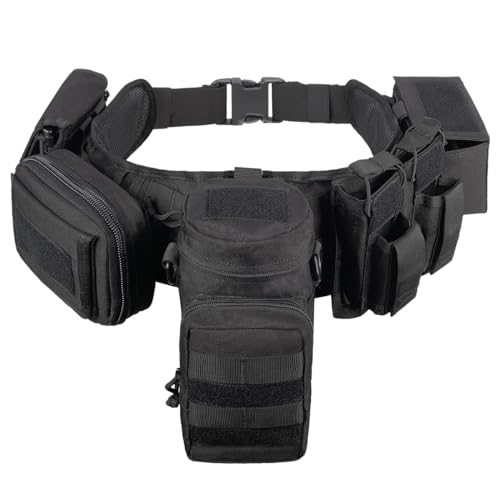 YAKEDA 5 in 1 taktische Duty gepolsterte Gürtel für Law Enforcement Modular Heavy Equipment Police Duty Utility Gürtel mit Taschen (Black) von vAv YAKEDA